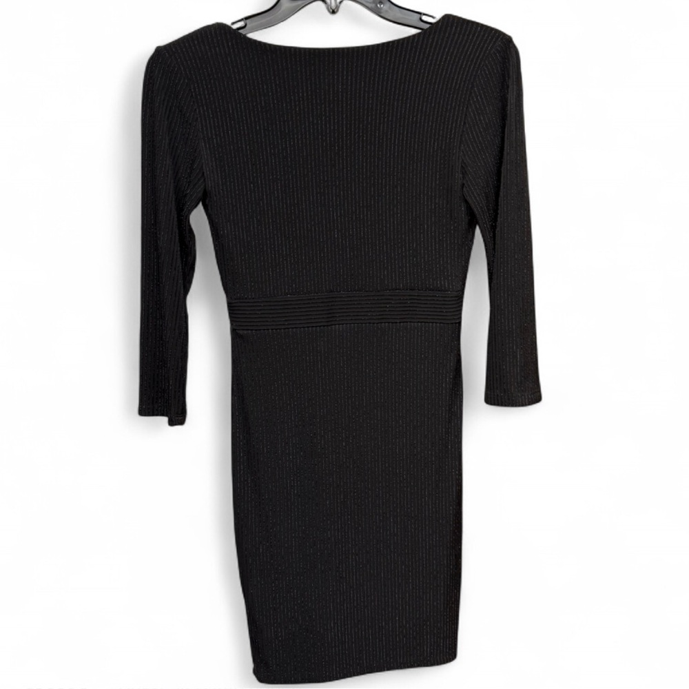 Forever 21 Black Metallic Ribbed V-Neck Mini Dress - Smalll - Picture 5 of 7